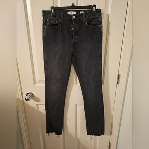 Re/Done Black Multi-button Made In USA Straight Leg Jeans Womens Size 29